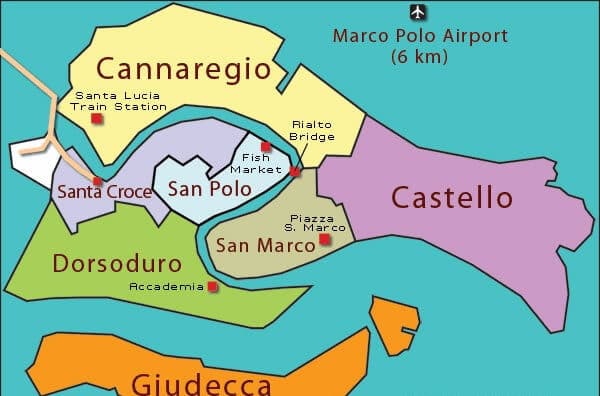 Mapa de Veneza para compras Mapa de Veneza para compras