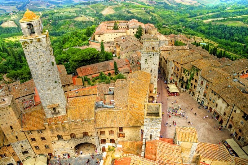 Vista aérea de San Gimignano na Itália Vista aérea de San Gimignano na Itália