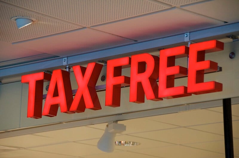Placa indicando Tax Free
